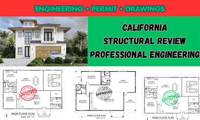 provide california stamp and structural engineering review and permit drawing