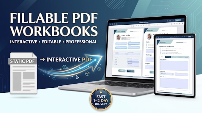 create a fillable PDF workbook, worksheet, interactive forms, coaching workbook