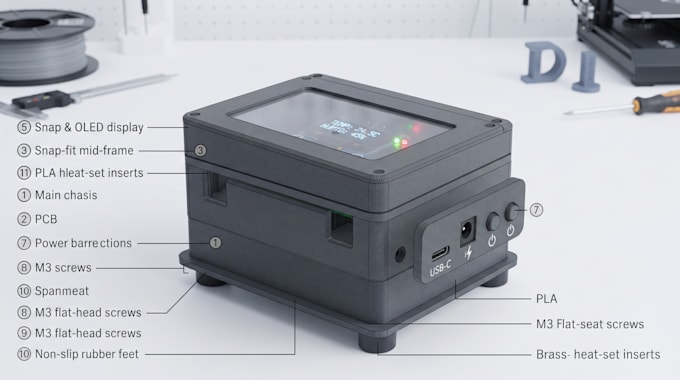 design 3d printable electronics enclosure, pcb case and product casing