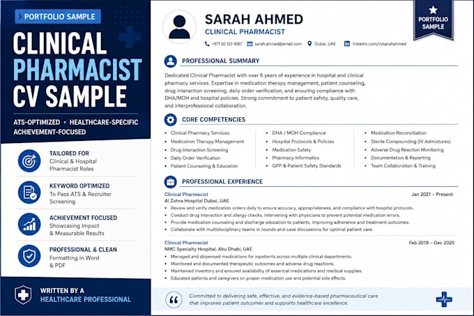 write and optimize cvs for pharmacists and healthcare professionals