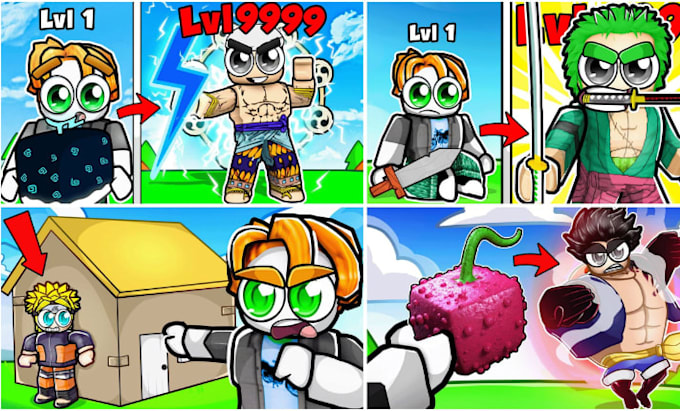 design roblox game thumbnail, youtube thumbnail minecraft thumbnail and gaming