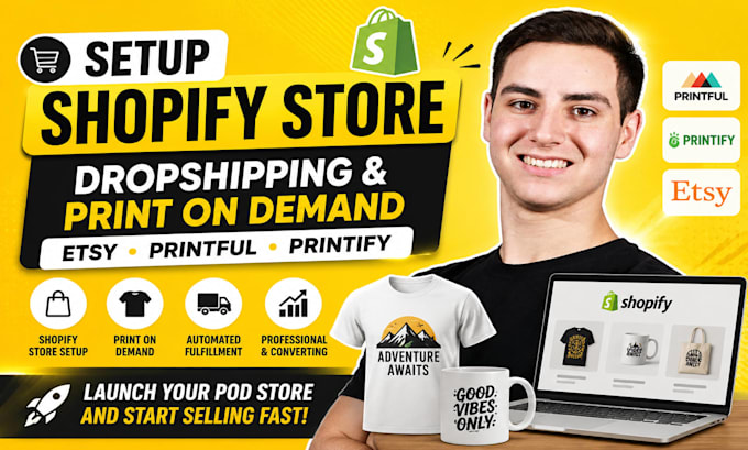 do shopify store dropshipping print on demand esty printful printify pod store