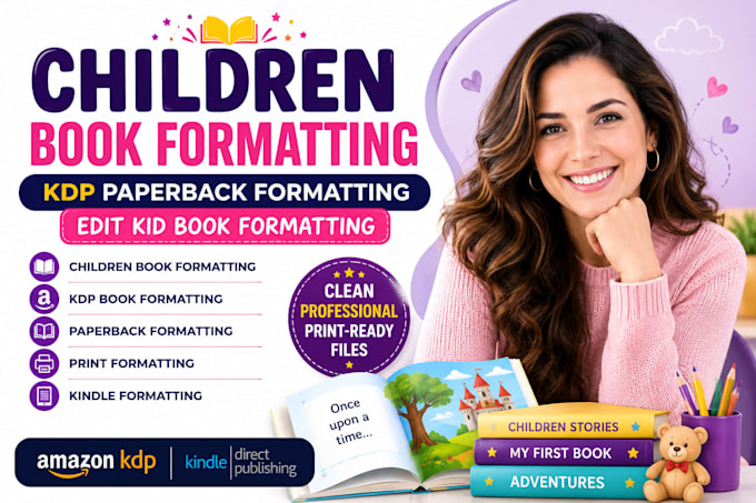 children book formatting, kdp paperback formatting, edit kid book formatting