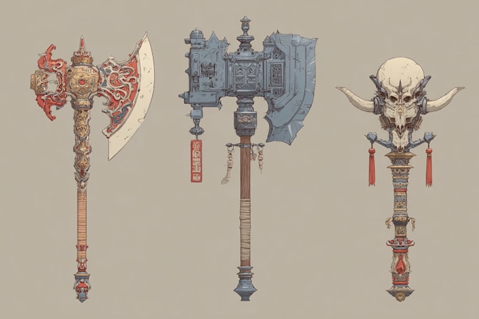 high quality weapon concept art for gaming and more