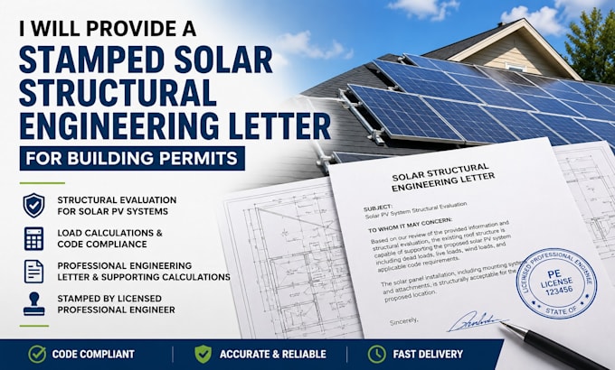 provide a stamped solar structural engineering letter for building permits