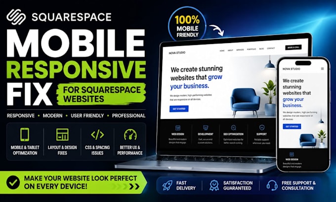 fix squarespace website responsive mobile issues professionally