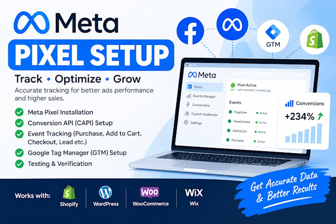 setup facebook pixel, meta pixel and conversion API tracking