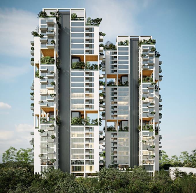 independent living apartment visualization,multi storey building,elevation plan
