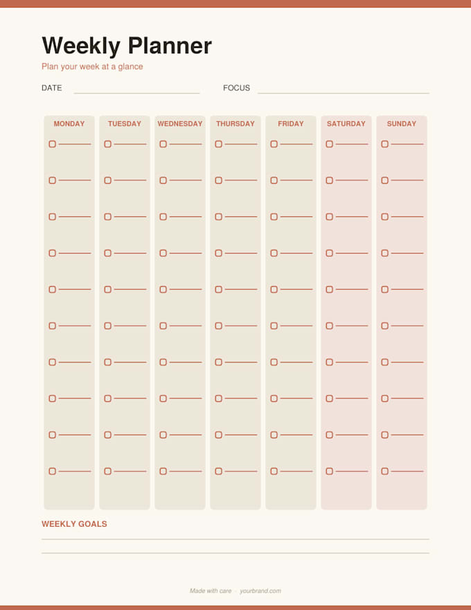 design a prinable daily and weekly planner template
