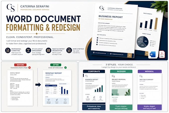 professionally format and redesign your word document