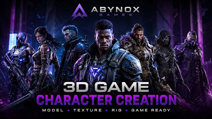 create a professional 3d character, character model and game ready assets