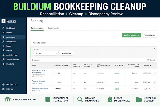 do buildium cleanup and bank reconciliation