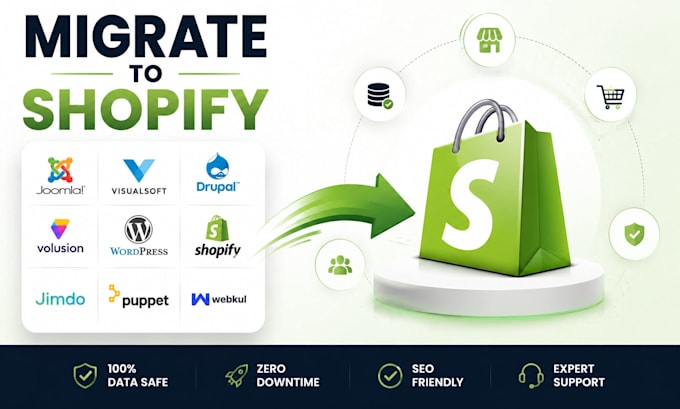 do website migration, joomla visualsoft to shopify, drupal volusion to shopify