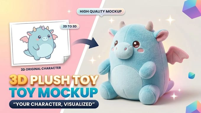 create a 3d plush toy mockup for your character