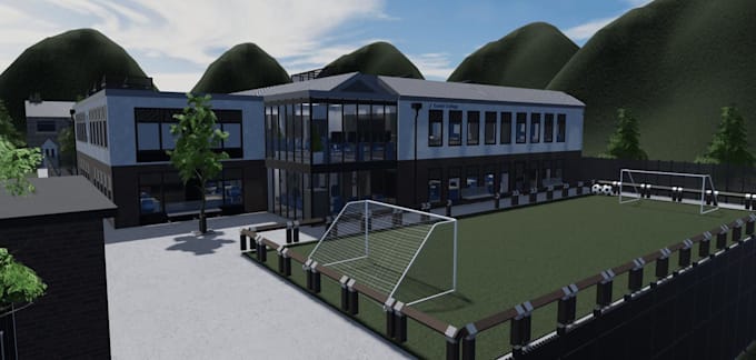 build stylized roblox school map restaurant map, stadium map rp map