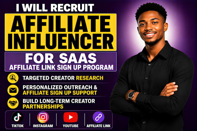 recruit affiliate influencer creator for saas affiliate link sign up program