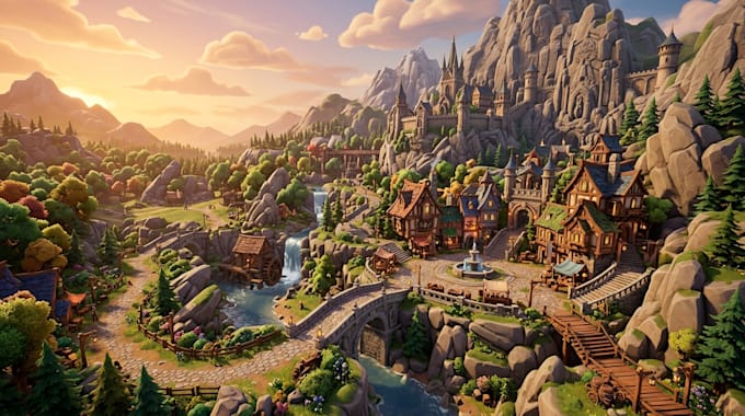create custom 3d game environment, game map, level design and 3d game assets