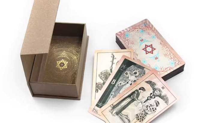 design custom tarot cards, tarot deck, oracle cards and box packaging