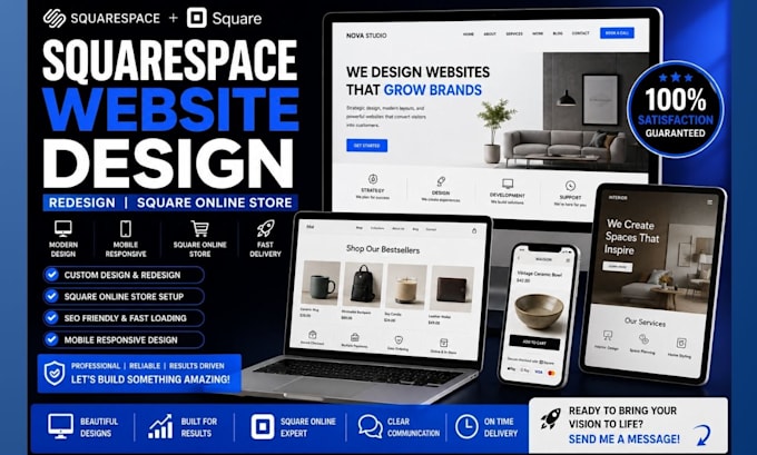 redesign squarespace website, design squarepace website, square online store seo
