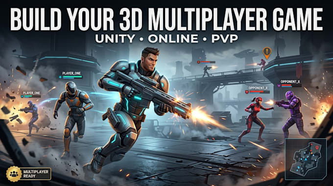 develop 3d multiplayer game, unity 3d game development, pvp game, 3d online game