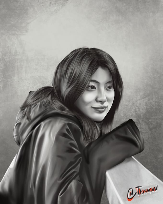 draw black and white digital portrait from your photo
