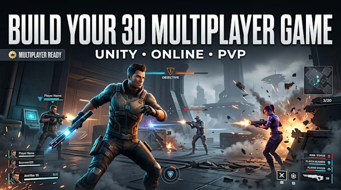 develop 3d multiplayer game, pvp game, unity 3d game development, 3d online game