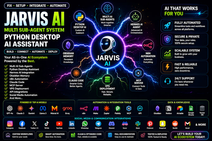 fix setup jarvis ai multi sub agent python desktop ai assistant instagram veed