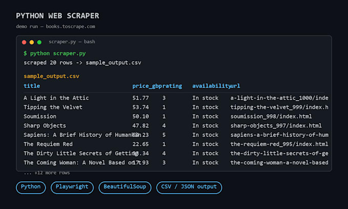 build a python web scraper for any website