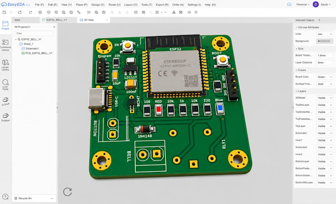 design custom pcb, pcb layout, schematic design, gerber files, bom file, kicad
