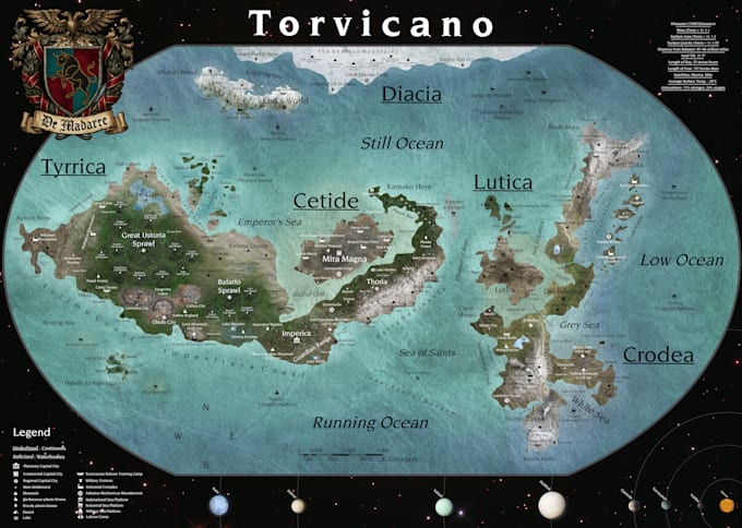 create a detailed sci fi planet map for your world