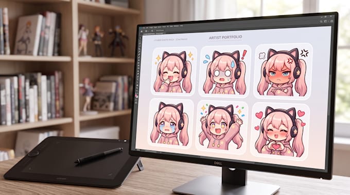 draw twitch emotes, chibi emotes, animated emotes and vtuber emotes