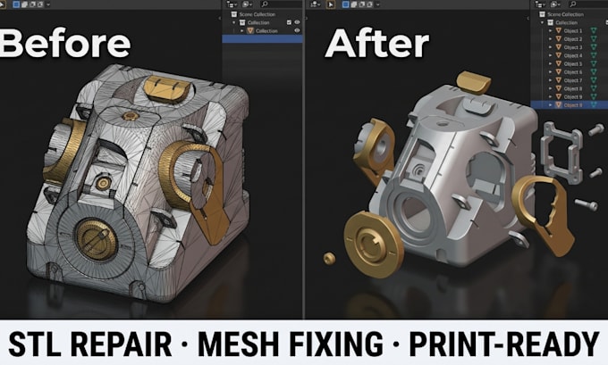 key repair edit stl files fix 3d models cleanup mesh errors for 3d printing