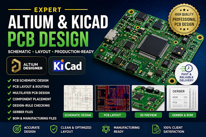 do altium pcb design, kicad pcb design and schematic layout