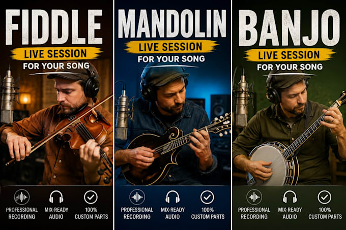 record professional fiddle, mandolin, or banjo for your song