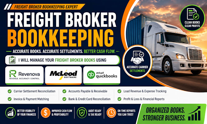 manage freight broker bookkeeping using revenova, mcleod software and quickbooks
