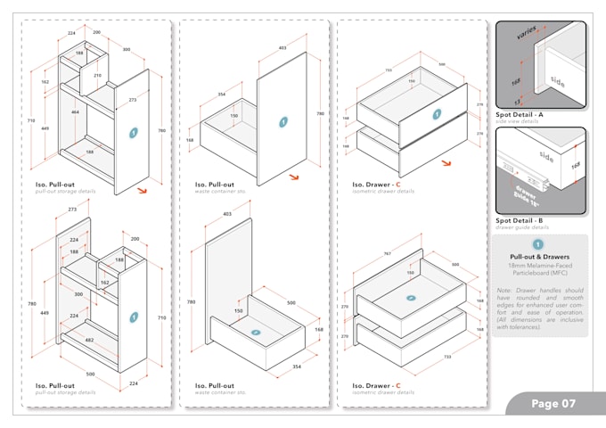 draw custom cabinet shop drawings and cutting list