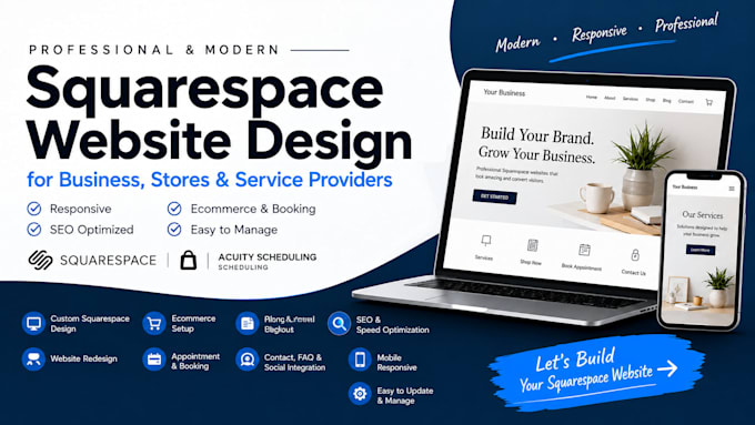 design squarespace website, squares design or business website