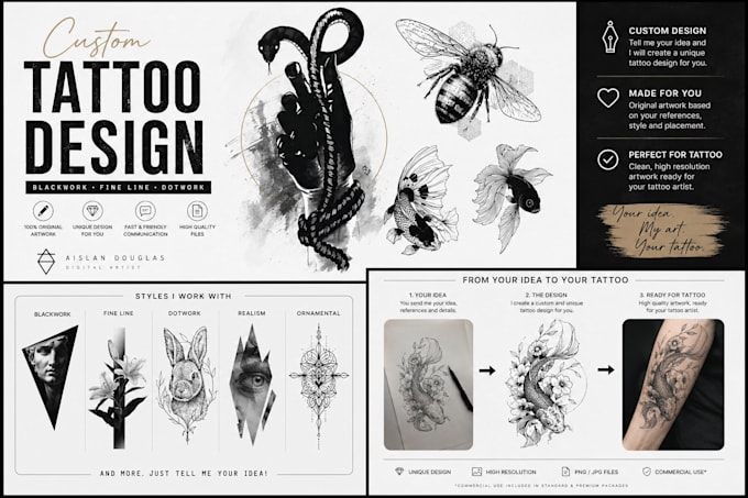 create a custom tattoo design in blackwork