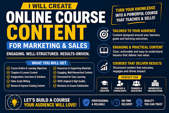 create online course content for marketing and sales masterclasses