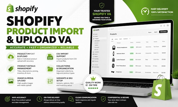 professionally import and upload products as your shopify VA