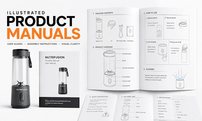 create illustrated product manuals, user guides and assembly instructions