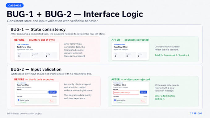 fix react javascript frontend bugs and UI issues