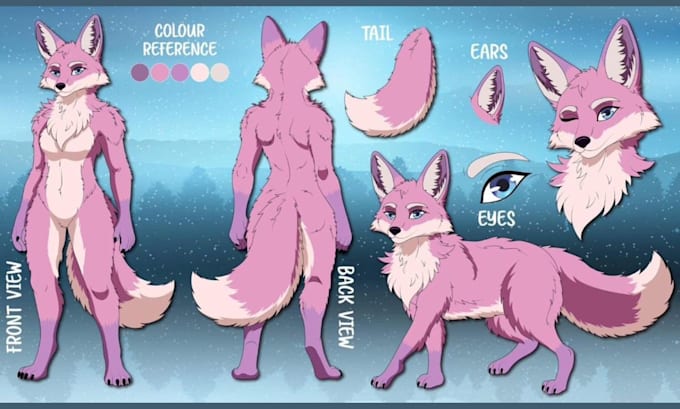 create a detailed furry ref sheet for your fursona