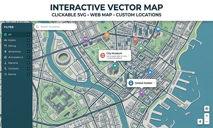 design interactive svg map ciickable web map custom vector map digital map