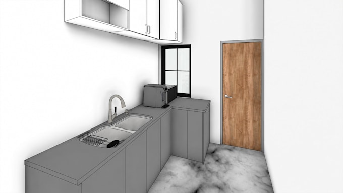 design 3d kitchen, kitchen cabinets, floor plan and realistic kitchen rendering