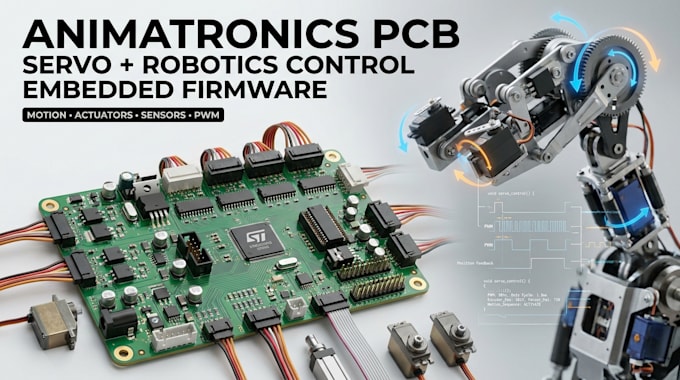 design animatronics pcb, robotics, servo control and embedded firmware