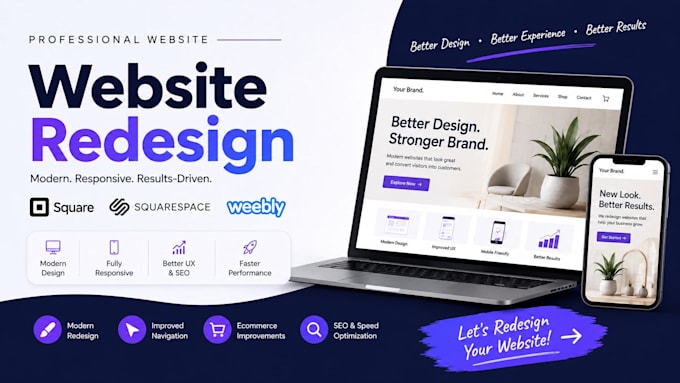 redesign square, squarespace, weebly or business website