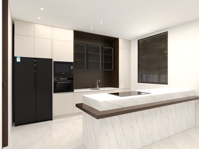 design realistic 3d kitchen interior design and renders