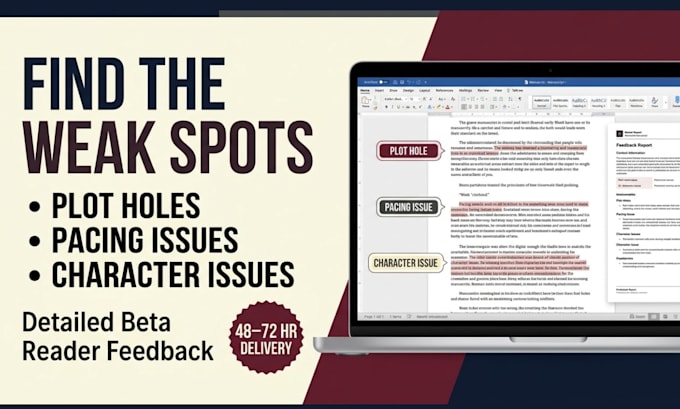 beta read your novel and flag plot holes, pacing, and character issues