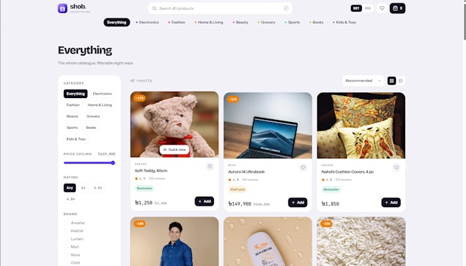 build a modern ecommerce website in react with shopping cart